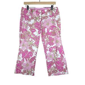 2000s Y2K No Boundaries Fairy Barbiecore Capris Floral Pink Size 13 (30" Waist)